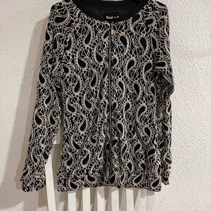 Black and Cream Paisley Zip-Up Jacket